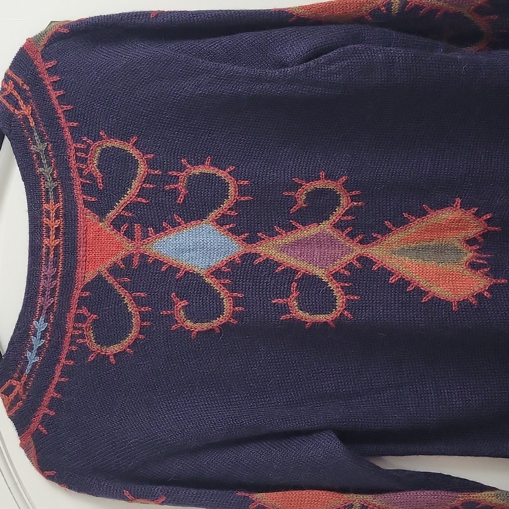 Peruvian Connection Navy and Red Long Sleeve Dress. Size XL - Picture 11 of 12